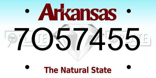 7O57455 Arkansas License Plate