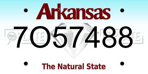 7O57488 Arkansas License Plate