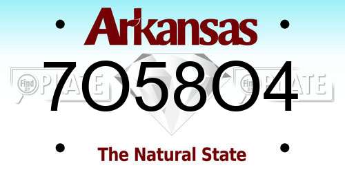 7O58O4 Arkansas License Plate