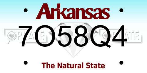 7O58Q4 Arkansas License Plate