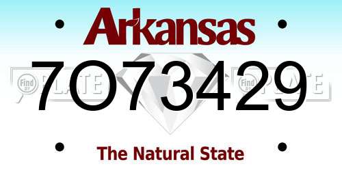 7O73429 Arkansas License Plate