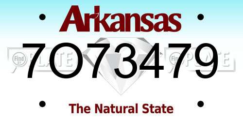 7O73479 Arkansas License Plate