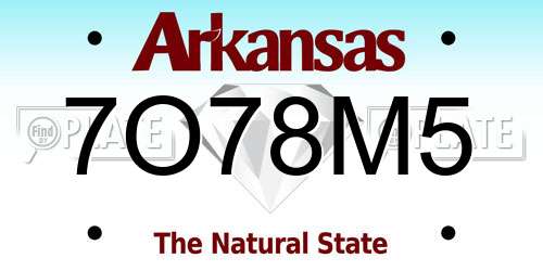 7O78M5 Arkansas License Plate