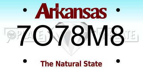7O78M8 Arkansas License Plate