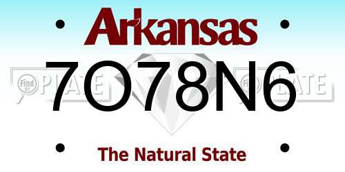 7O78N6 Arkansas License Plate