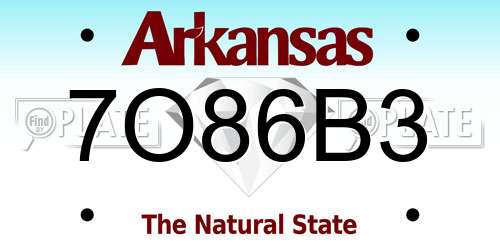7O86B3 Arkansas License Plate
