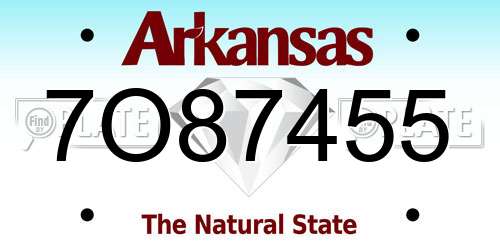 7O87455 Arkansas License Plate