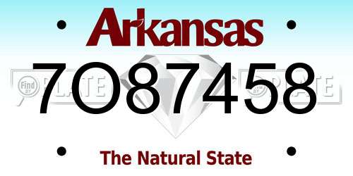 7O87458 Arkansas License Plate