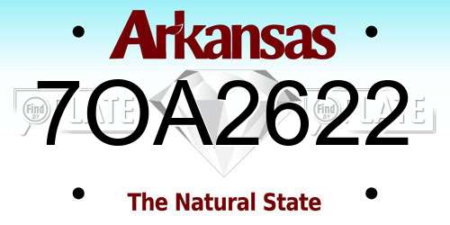 7OA2622 Arkansas License Plate