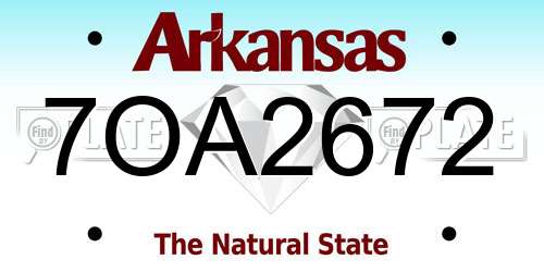 7OA2672 Arkansas License Plate