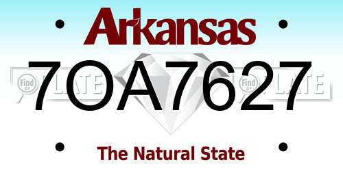 7OA7627 Arkansas License Plate