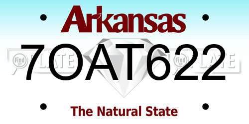7OAT622 Arkansas License Plate