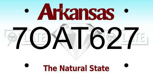 7OAT627 Arkansas License Plate