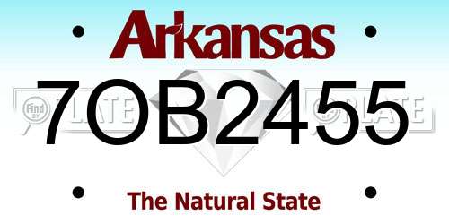 7OB2455 Arkansas License Plate