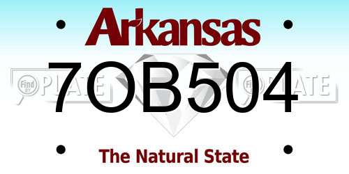 7OB504 Arkansas License Plate
