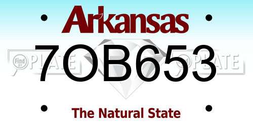 7OB653 Arkansas License Plate