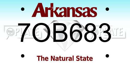 7OB683 Arkansas License Plate