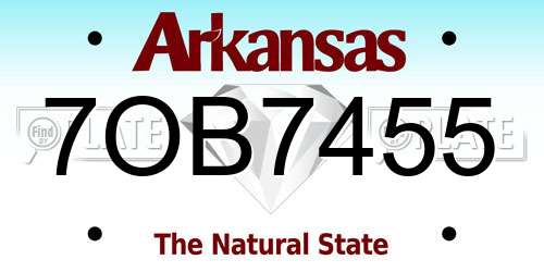 7OB7455 Arkansas License Plate