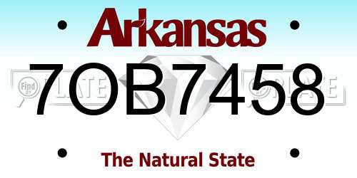 7OB7458 Arkansas License Plate