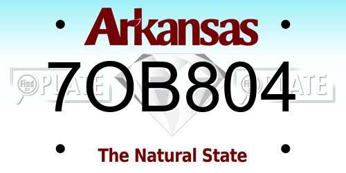 7OB804 Arkansas License Plate