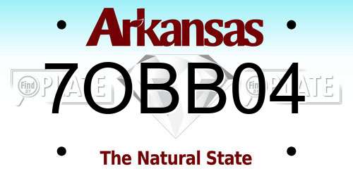 7OBB04 Arkansas License Plate