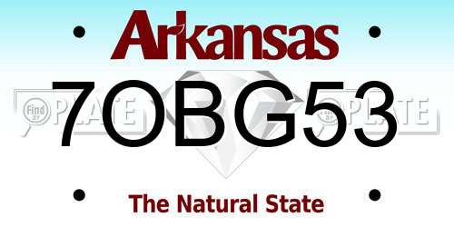 7OBG53 Arkansas License Plate