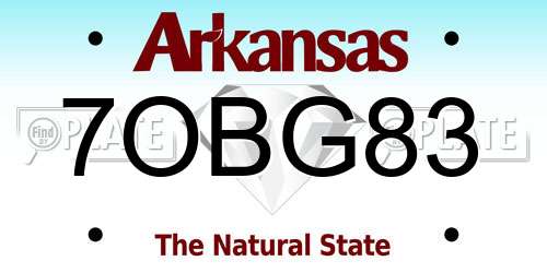 7OBG83 Arkansas License Plate