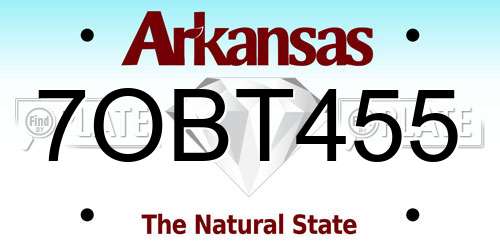 7OBT455 Arkansas License Plate