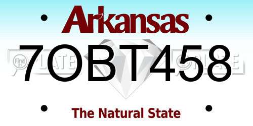 7OBT458 Arkansas License Plate