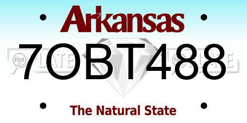 7OBT488 Arkansas License Plate