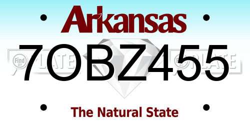 7OBZ455 Arkansas License Plate