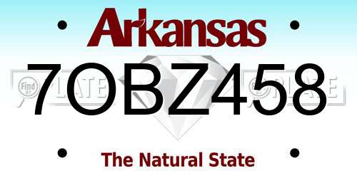 7OBZ458 Arkansas License Plate
