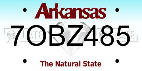 7OBZ485 Arkansas License Plate