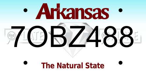 7OBZ488 Arkansas License Plate