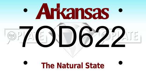 7OD622 Arkansas License Plate