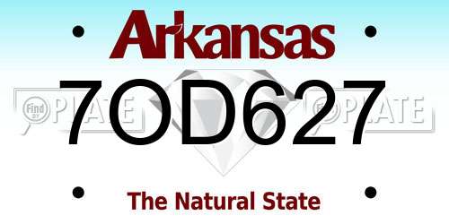 7OD627 Arkansas License Plate