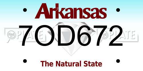 7OD672 Arkansas License Plate