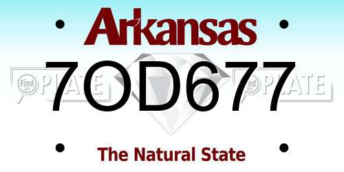 7OD677 Arkansas License Plate