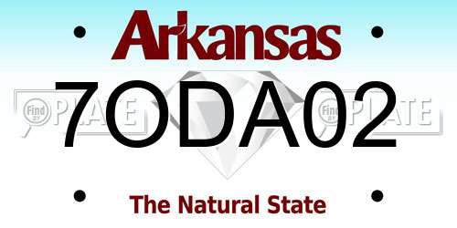 7ODA02 Arkansas License Plate