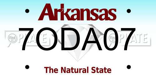 7ODA07 Arkansas License Plate