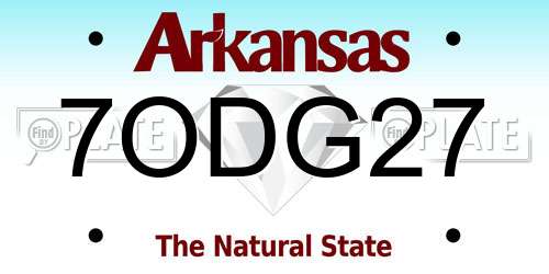 7ODG27 Arkansas License Plate