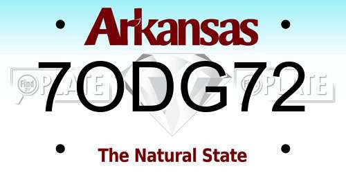 7ODG72 Arkansas License Plate