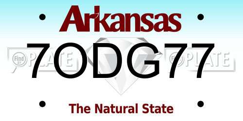 7ODG77 Arkansas License Plate