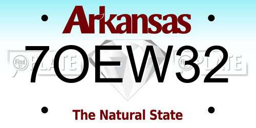 7OEW32 Arkansas License Plate