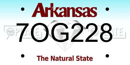 7OG228 Arkansas License Plate