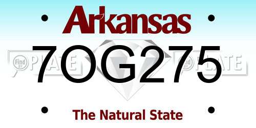 7OG275 Arkansas License Plate