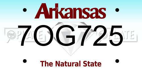 7OG725 Arkansas License Plate