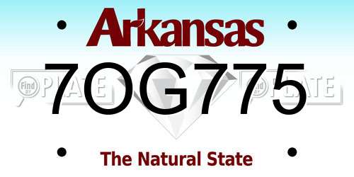 7OG775 Arkansas License Plate
