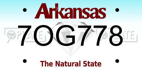 7OG778 Arkansas License Plate