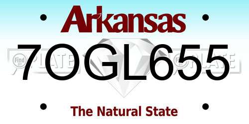 7OGL655 Arkansas License Plate